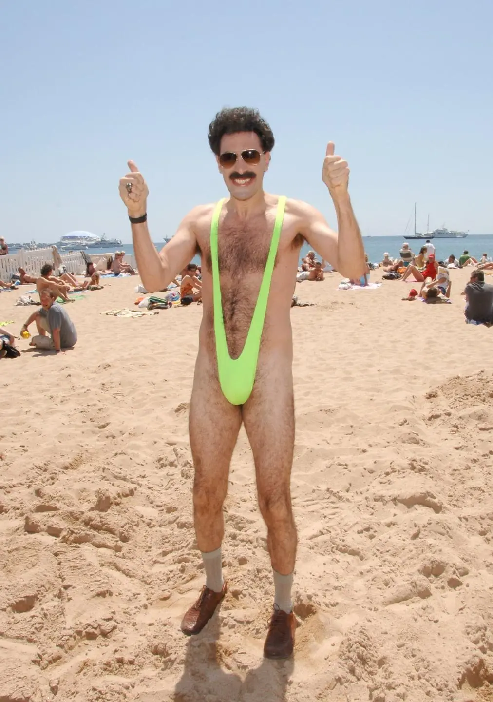 Borat in Banana Hammock on Beach - Sacha Baron Cohen