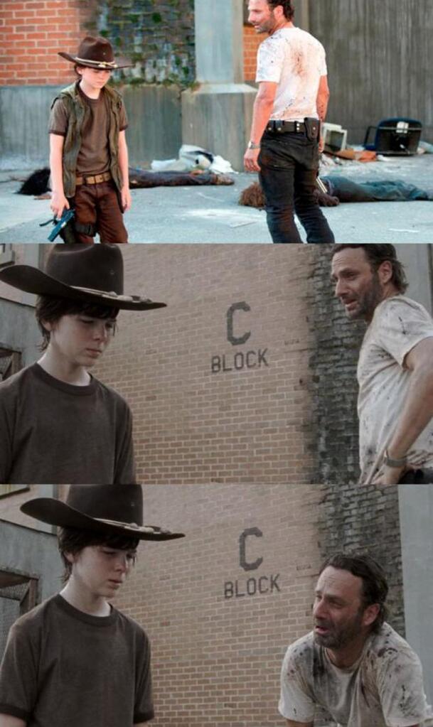 Carl! Rick and Carl from The Walking Dead meme template