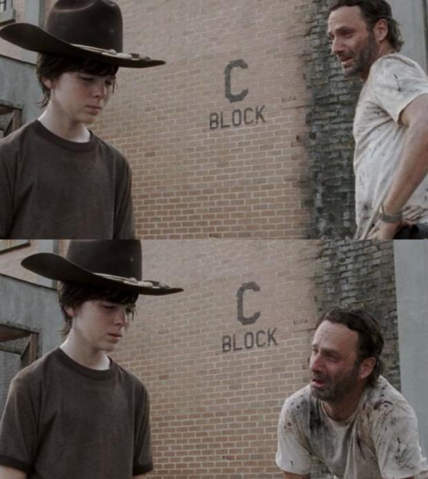 Carl! Rick and Carl from The Walking Dead meme template