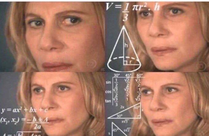 Confused Calculating Math Woman meme template