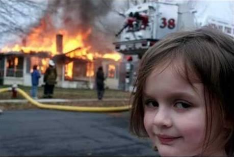 Disaster Girl Burning House Girl meme template