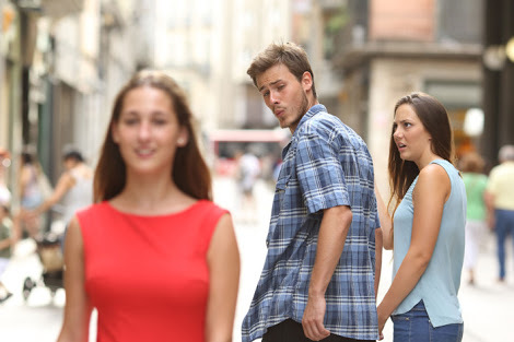 Distracted Boyfriend Jealous Girlfriend meme template