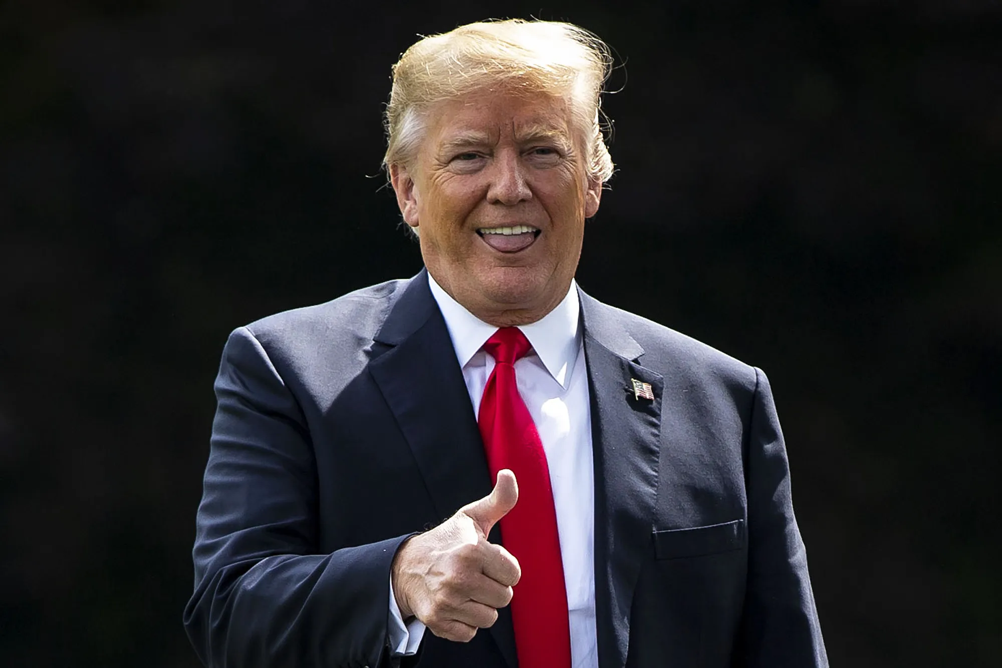 Donald Trump Smiling with Tongue Out meme template