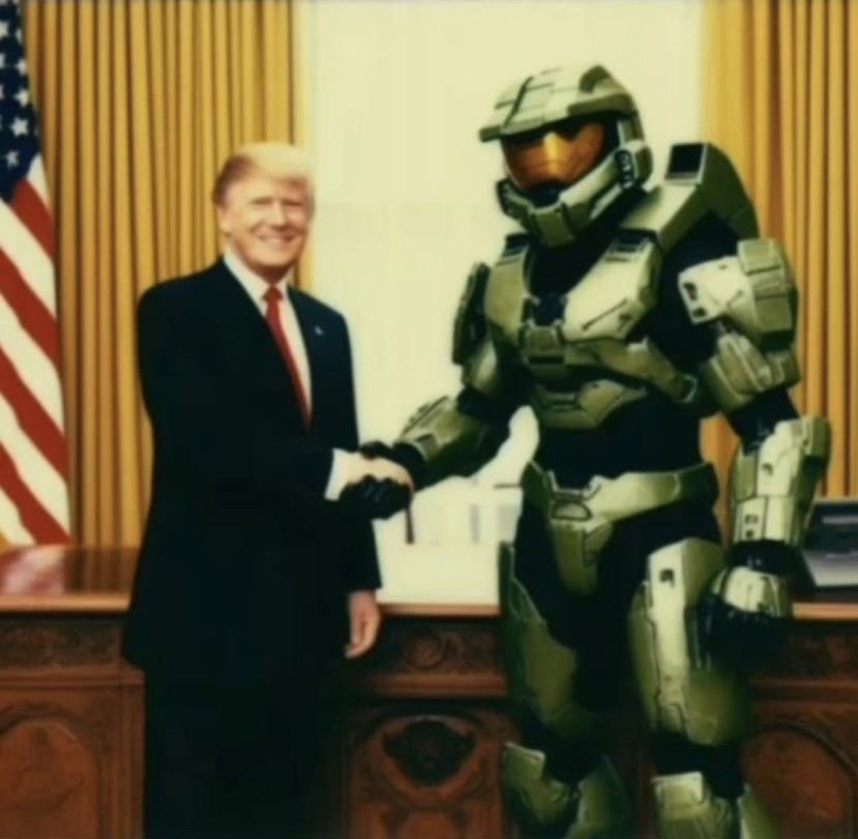 Donald Trump with Master Chief from Halo meme template