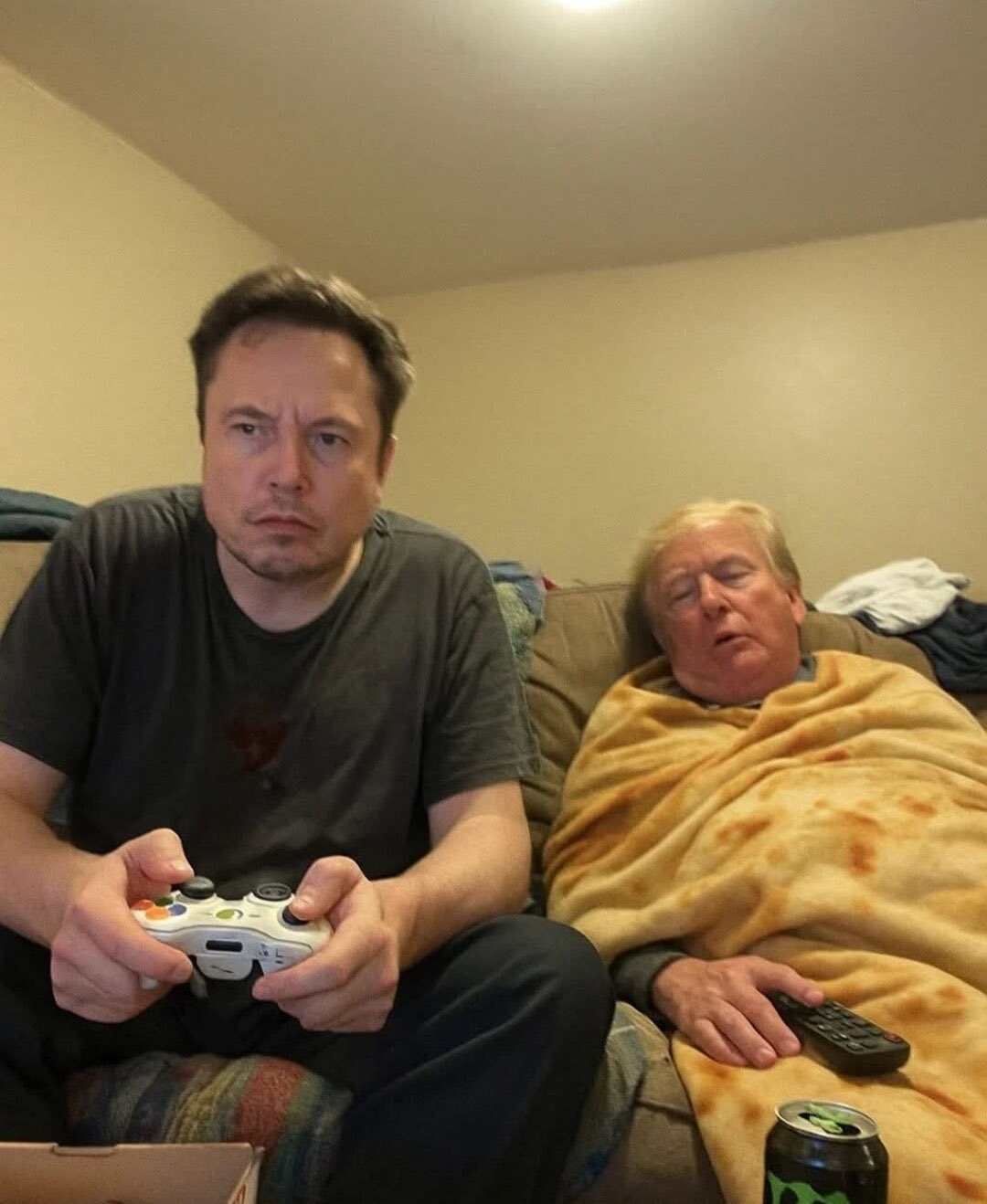 Elon Musk Playing Xbox While Trump Sleeps