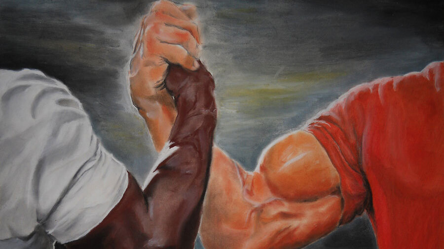 Epic Handshake meme template variation