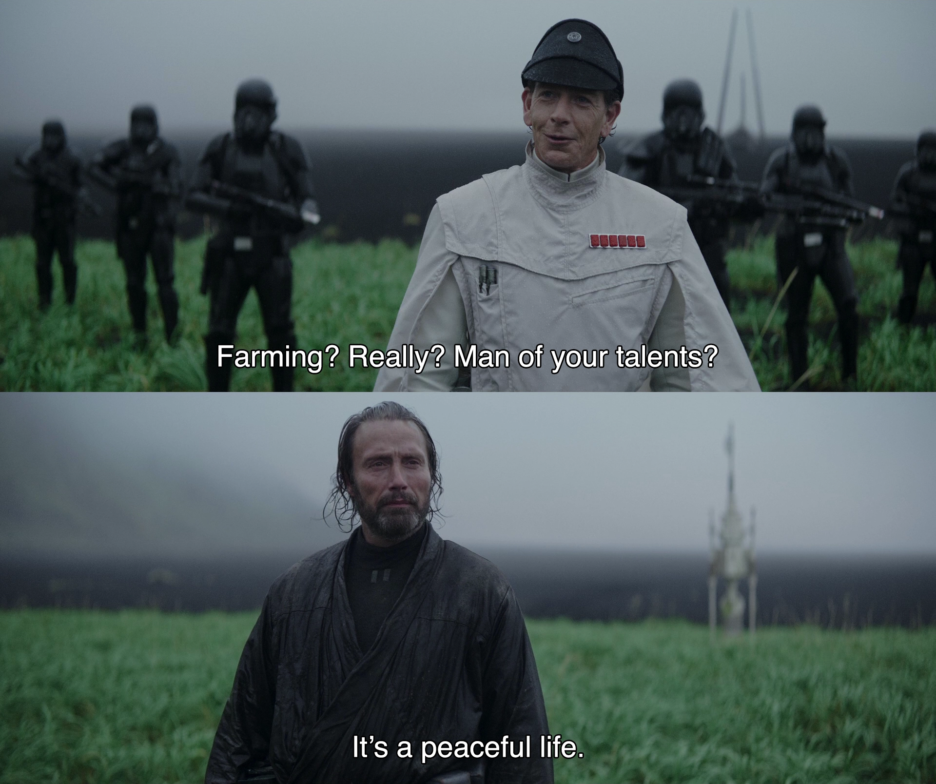 Farming? Really? A man of your talents? It's a Peaceful Life - Rogue One: A Star Wars Story meme template