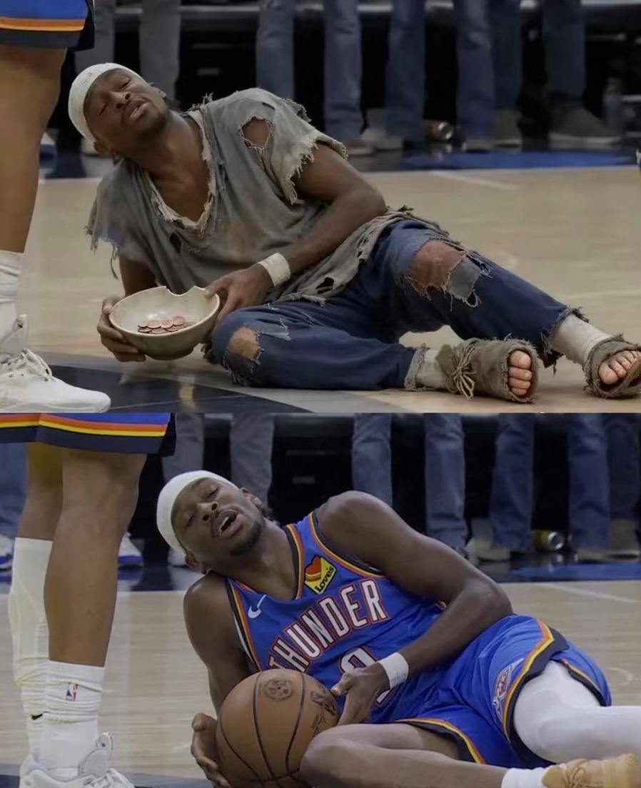 Gilgeous-Alexander Laying On The Basketball Court meme template variation