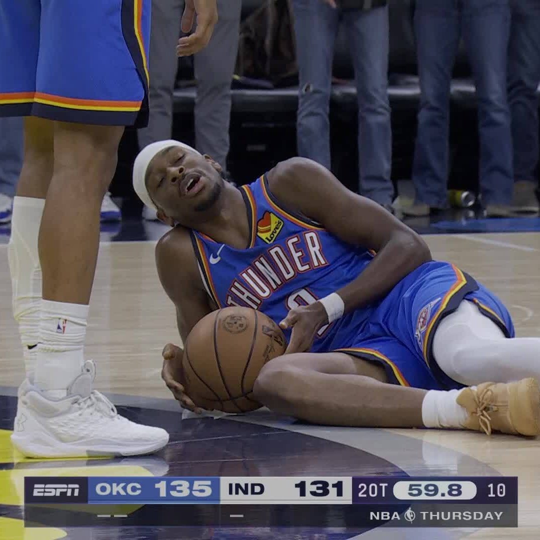 Gilgeous-Alexander Laying On The Basketball Court meme template