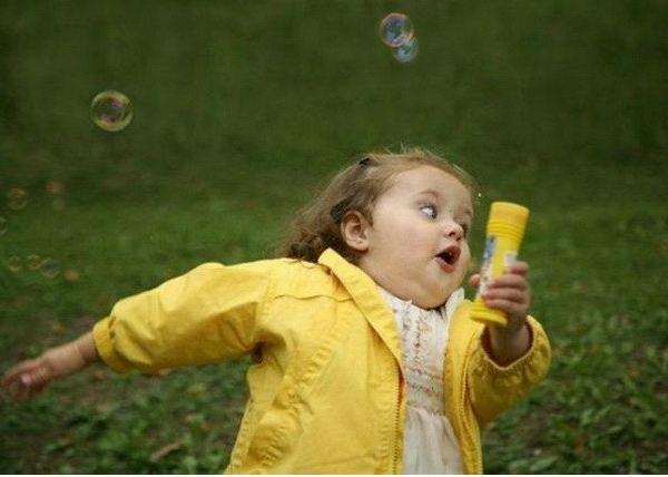 Girl Running With Bubbles meme template