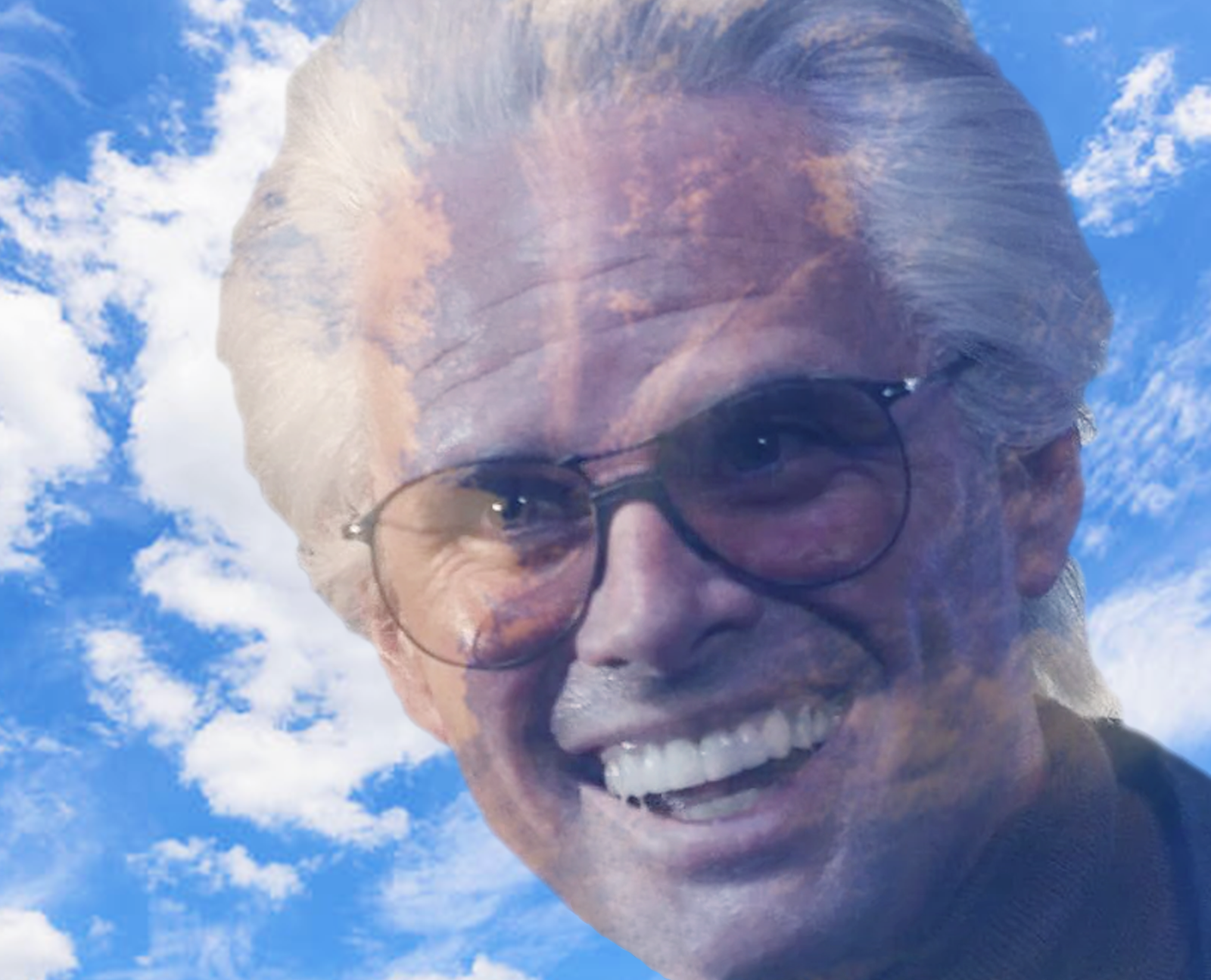 Grandpa In Heaven/Old Man Smiling In Blue Skies - Uncle Baby Billy - The Righteous Gemstones meme template