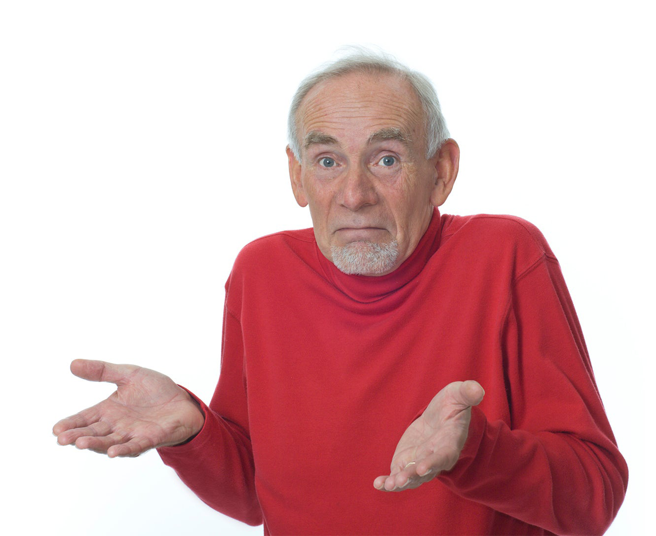Guess I'll die - Old Guy in Red Sweater Shrugs meme template variation