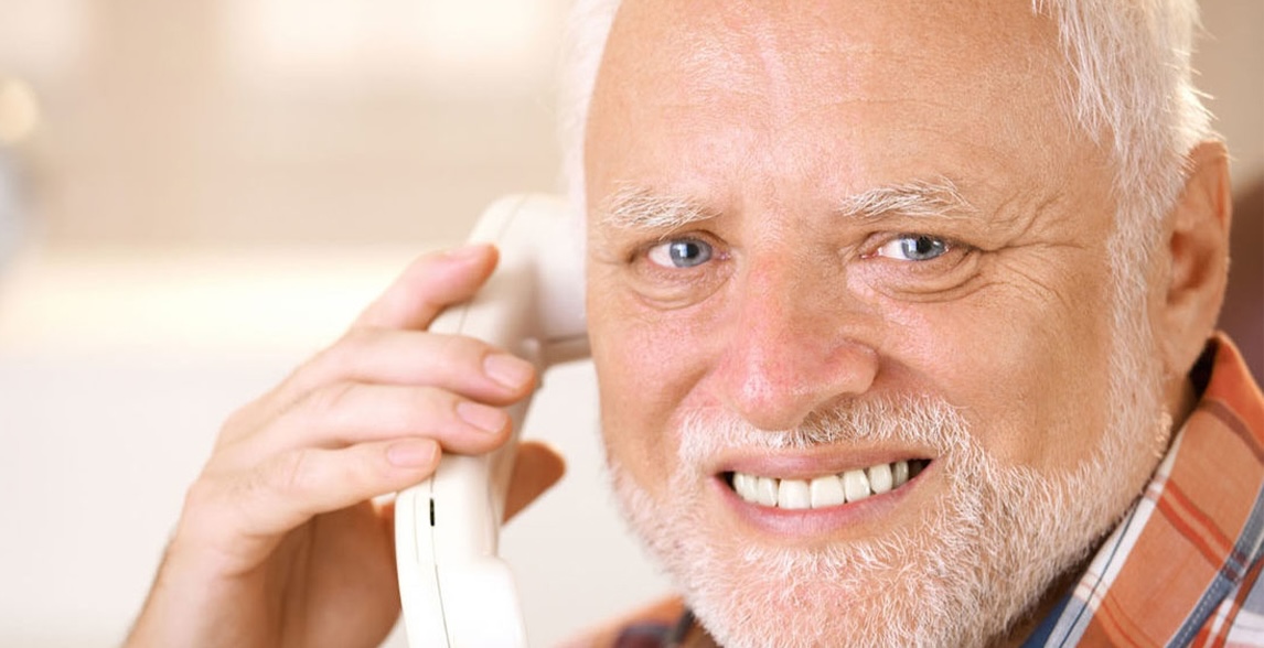 Hide the Pain Harold meme template variation