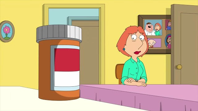 Lois Looking At Pill Bottle - Family Guy meme template variation