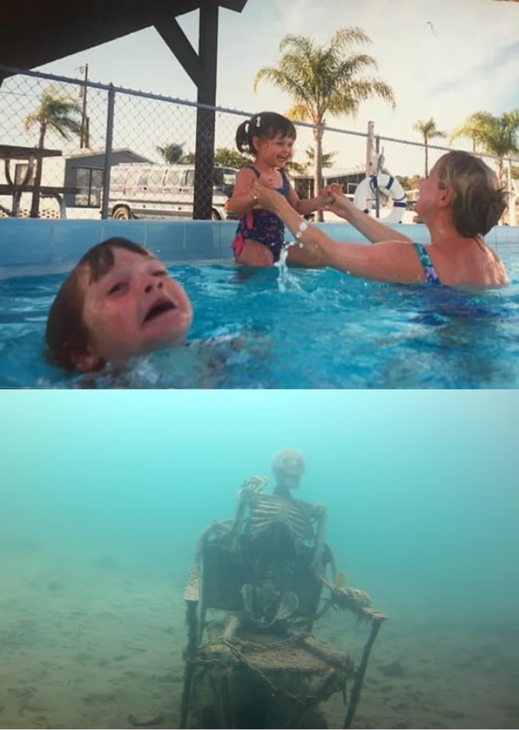 Mother Ignoring Kid Drowning In A Pool meme template