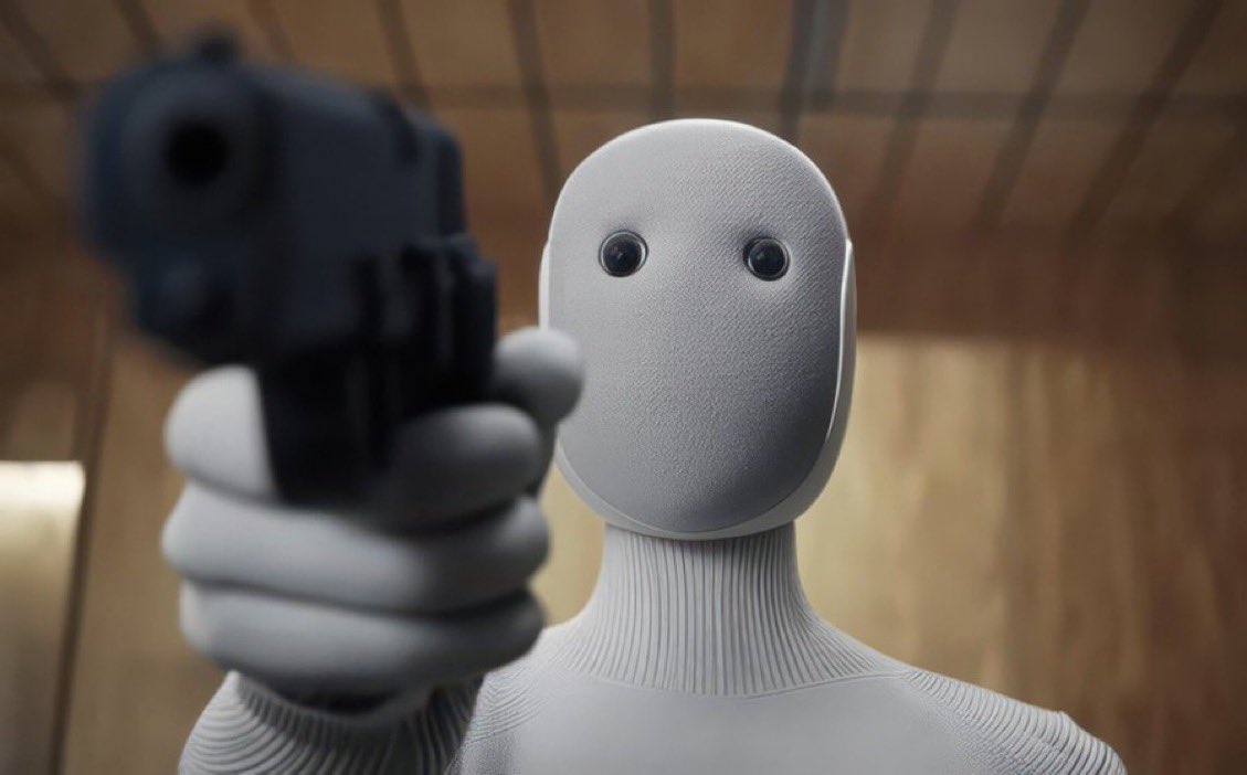 NEO Home Robot with Gun meme template