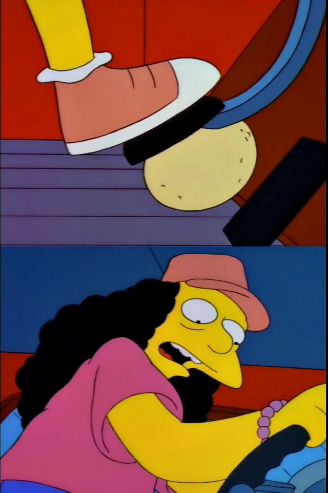 Otto the Bus Driver with a Jammed Brake - The Simpsons meme template