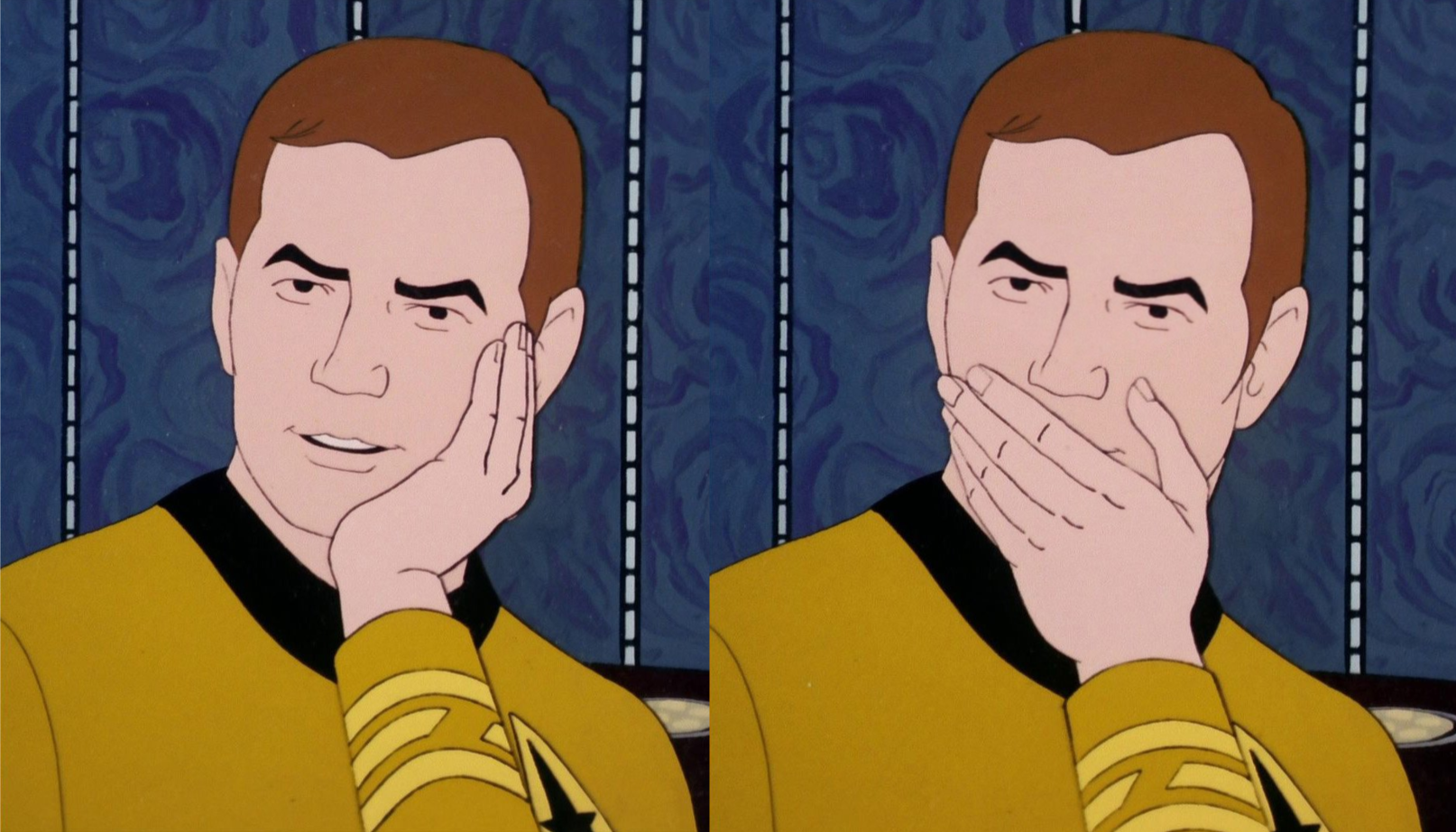Sarcastically Surprised Captain Kirk meme template variation