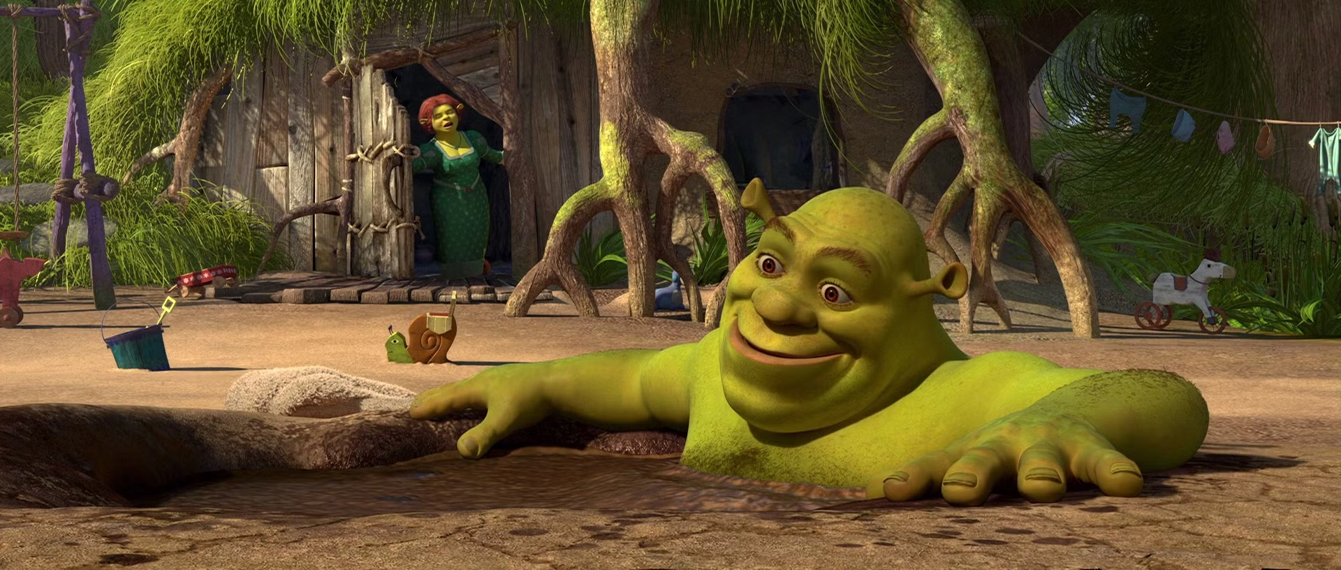 Shrek in Mud Bath Hot Tub - Shrek Forever After meme template variation