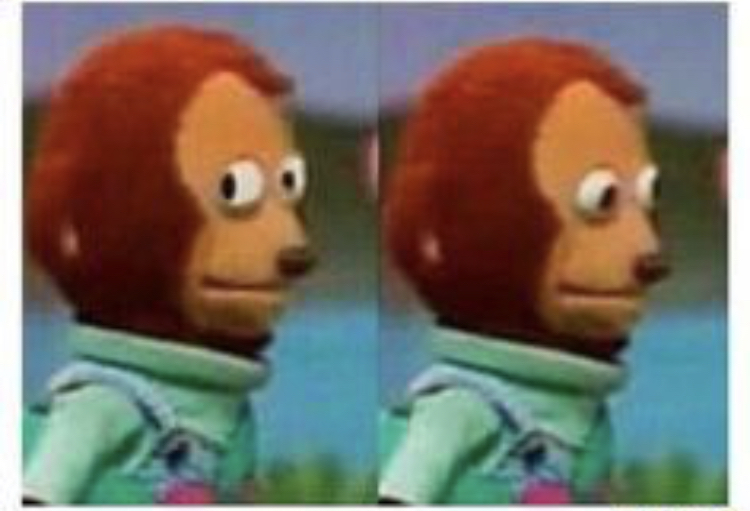 Side Eye Teddy - Monkey looking away and back meme template