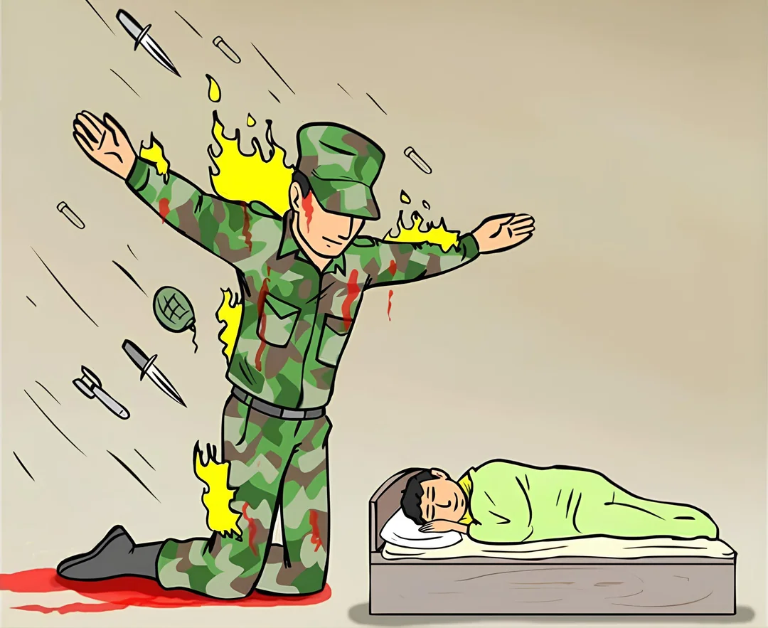 The Silent Protector Blocking Harm meme template variation