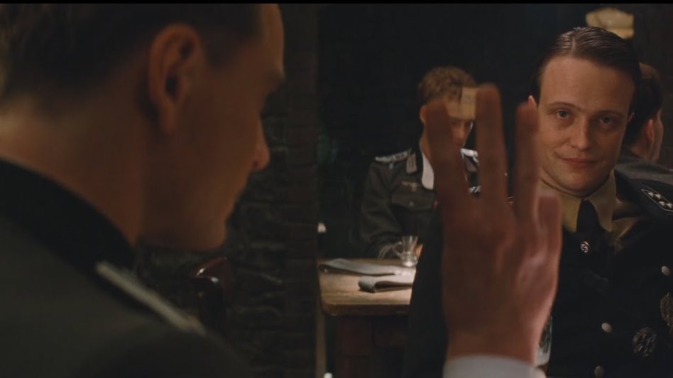 Three Finger Gesture Reveals Imposter - Inglorious Bastards meme template