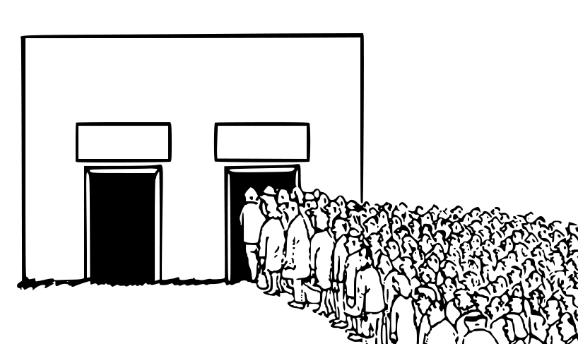 Two Doors with Crowd meme template