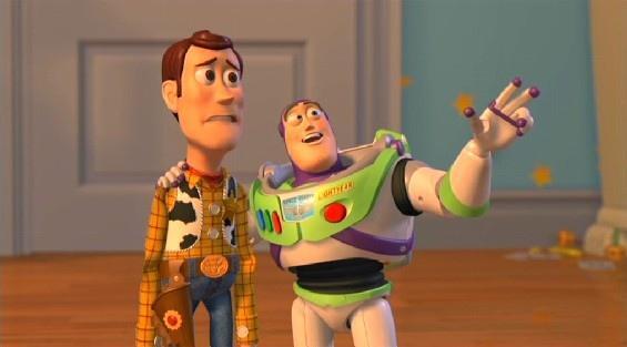 Woody and Buzz X, X Everywhere meme template