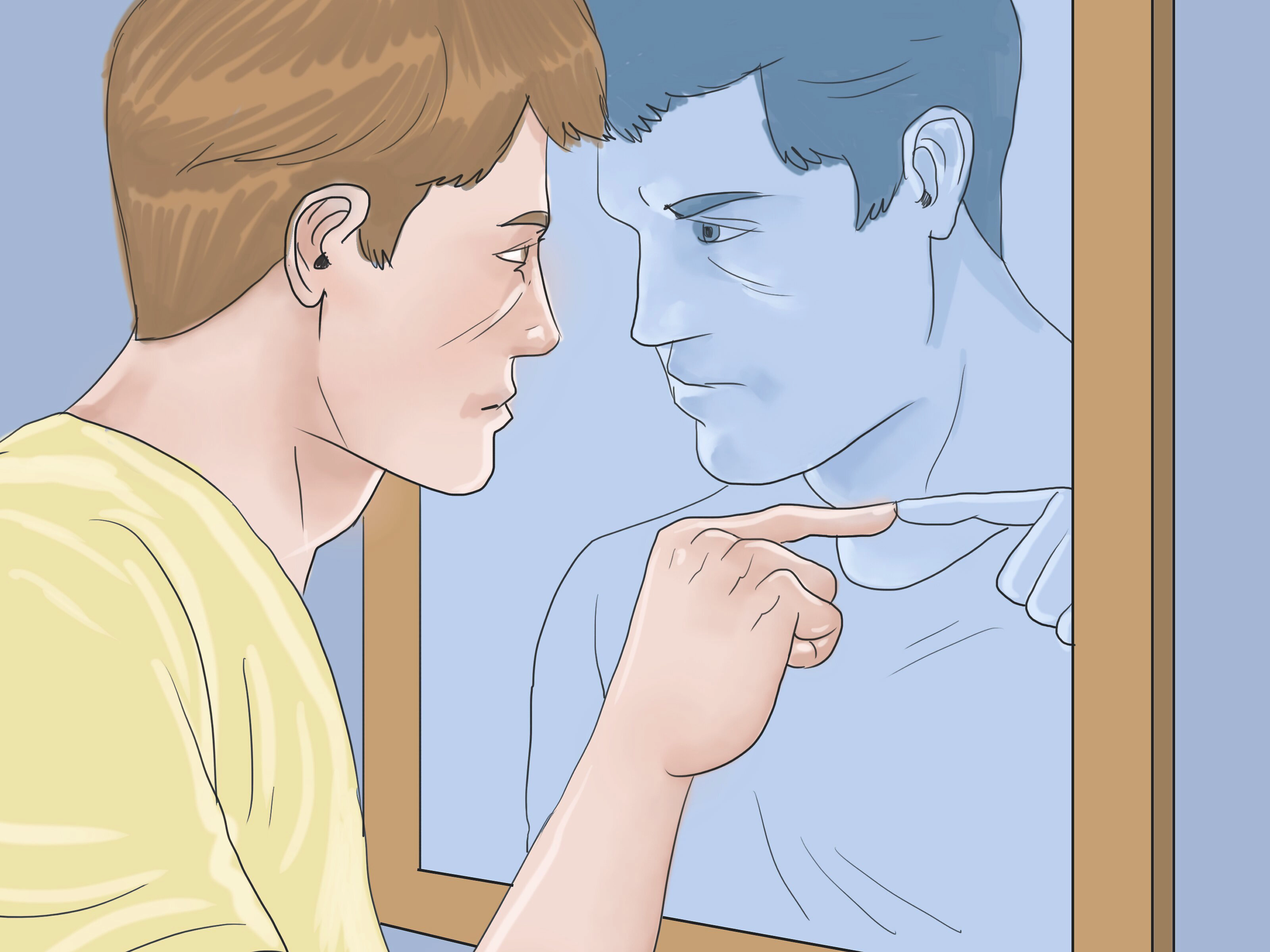 Guy Pointing At Himself in Mirror meme template
