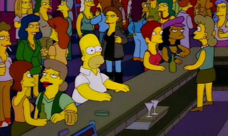 Homer Simpson In Lesbian Bar meme template