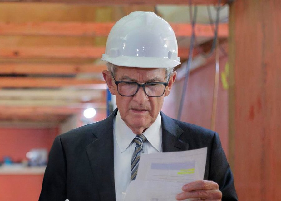 Jerome Powell in Construction Hat Fact Checking  meme template