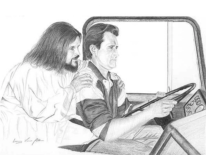 Jesus as Copilot In Car meme template