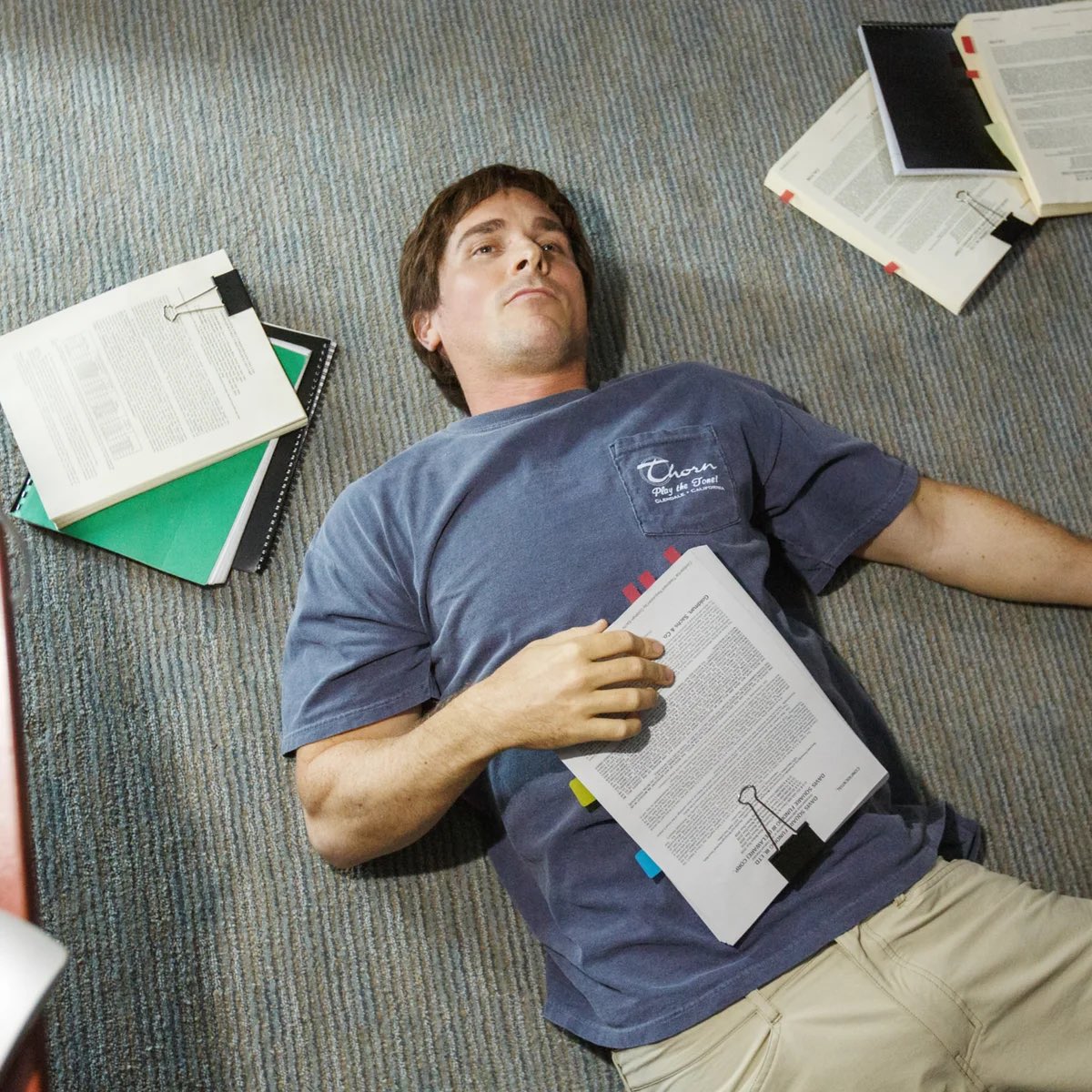 Michael Burry Stock Trader Lying on Floor - The Big Short meme template