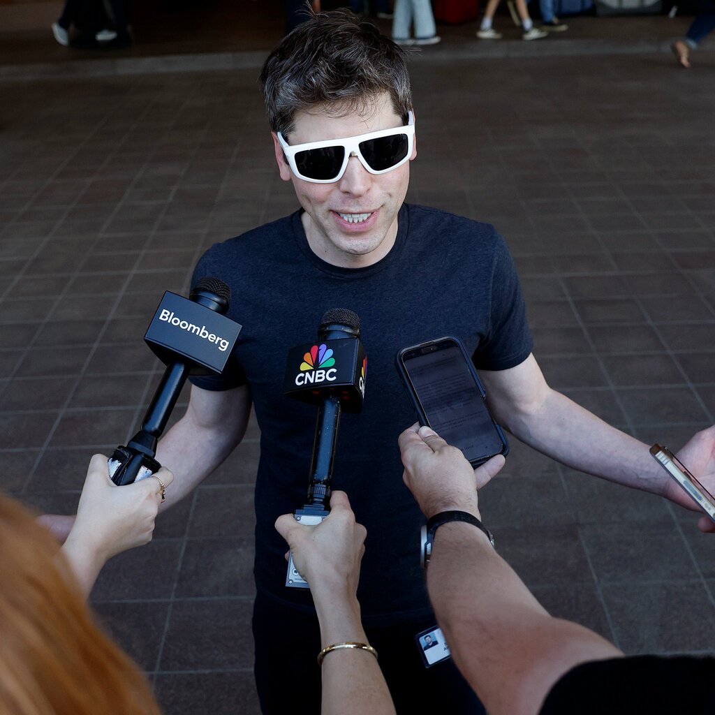 Sam Altman Answering Reporters Questions meme template